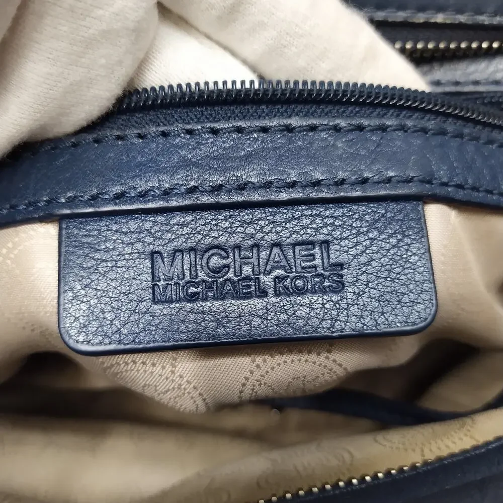 Michael Kors Blue Leather Zipper Closure Crossbody Bag